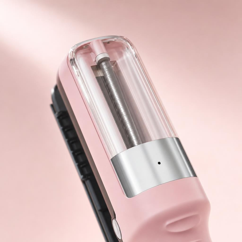 Close-up of the clear chamber and precision spiral blade
